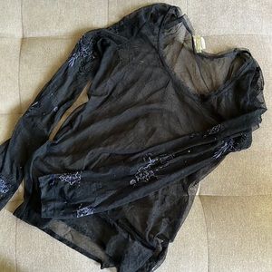 Free People Intimates, Black Sheer Long Sleeve